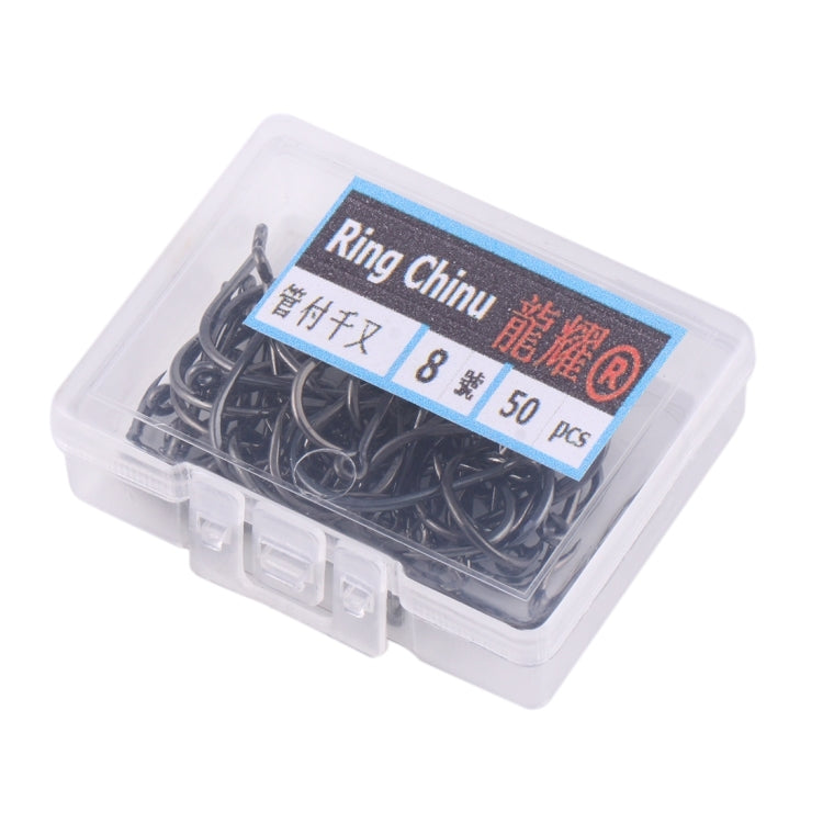 8# 500 PCS (10 Boxes) Carbon Steel Fish Barbed Hook Fishing Hooks with Hole