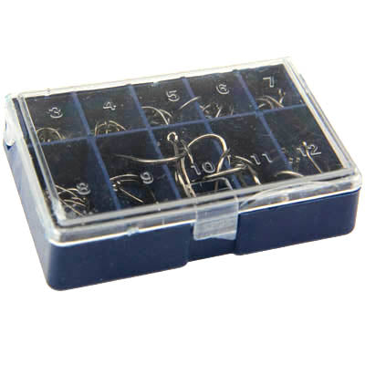 3# to 12# 70-80 PCS (1 Box) Ten Grid Bar Hook Fishing Hooks with Hole(Dark Blue)