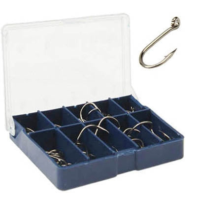3# to 12# 70-80 PCS (1 Box) Ten Grid Bar Hook Fishing Hooks with Hole(Dark Blue)