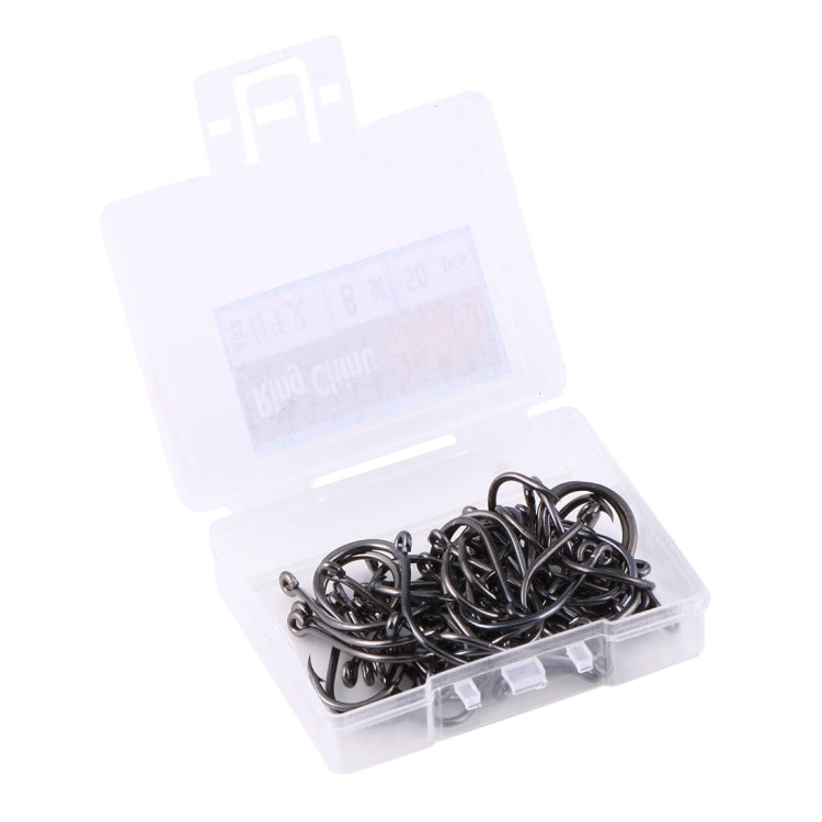 8# 50 PCS (Single Box) Carbon Steel Fish Barbed Hook Fishing Hooks with Hole