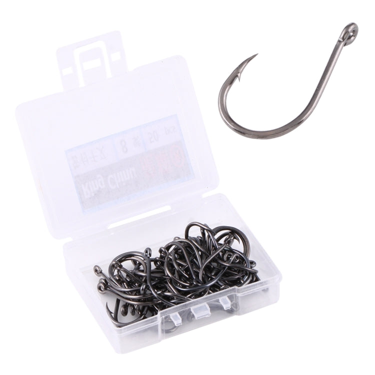 8# 50 PCS (Single Box) Carbon Steel Fish Barbed Hook Fishing Hooks with Hole