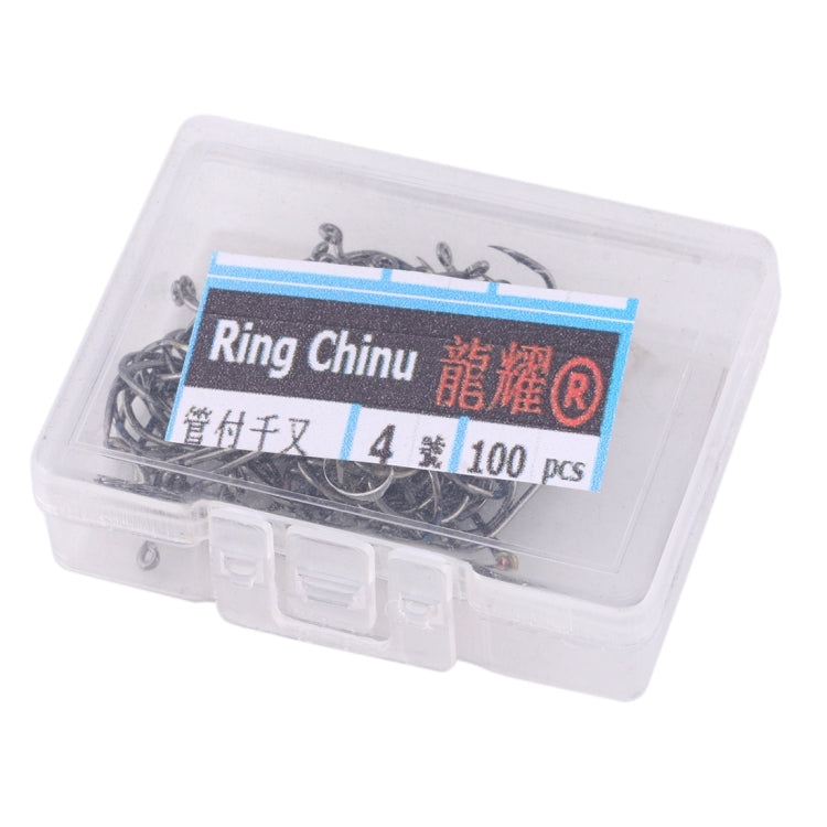 4# 1000 PCS (10 Boxes) Carbon Steel Fish Barbed Hook Fishing Hooks with Hole