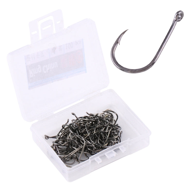 4# 100 PCS (Single Box) Carbon Steel Fish Barbed Hook Fishing Hooks with Hole