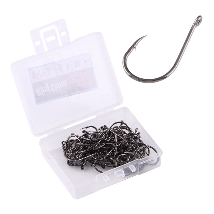 6# 80 PCS (Single Box) Carbon Steel Fish Barbed Hook Fishing Hooks with Hole