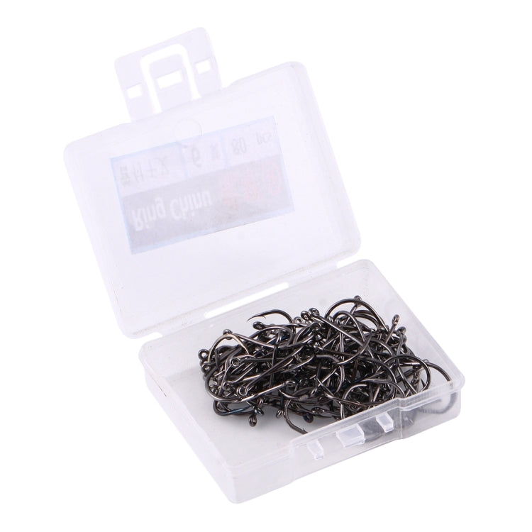 6# 80 PCS (Single Box) Carbon Steel Fish Barbed Hook Fishing Hooks with Hole