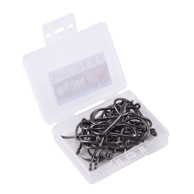 10# 30 PCS (Single Box) Carbon Steel Fish Barbed Hook Fishing Hooks with Hole