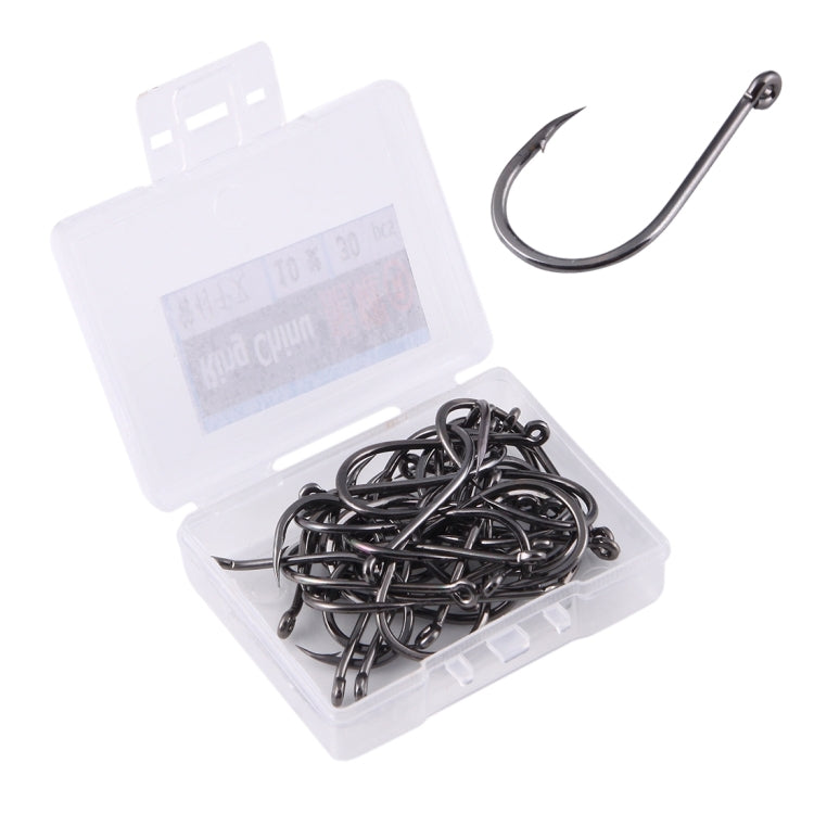 10# 30 PCS (Single Box) Carbon Steel Fish Barbed Hook Fishing Hooks with Hole