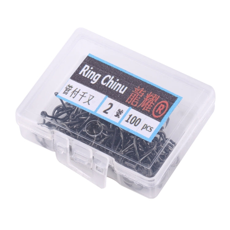 2# 1000 PCS (10 Boxes) Carbon Steel Fish Barbed Hook Fishing Hooks with Hole