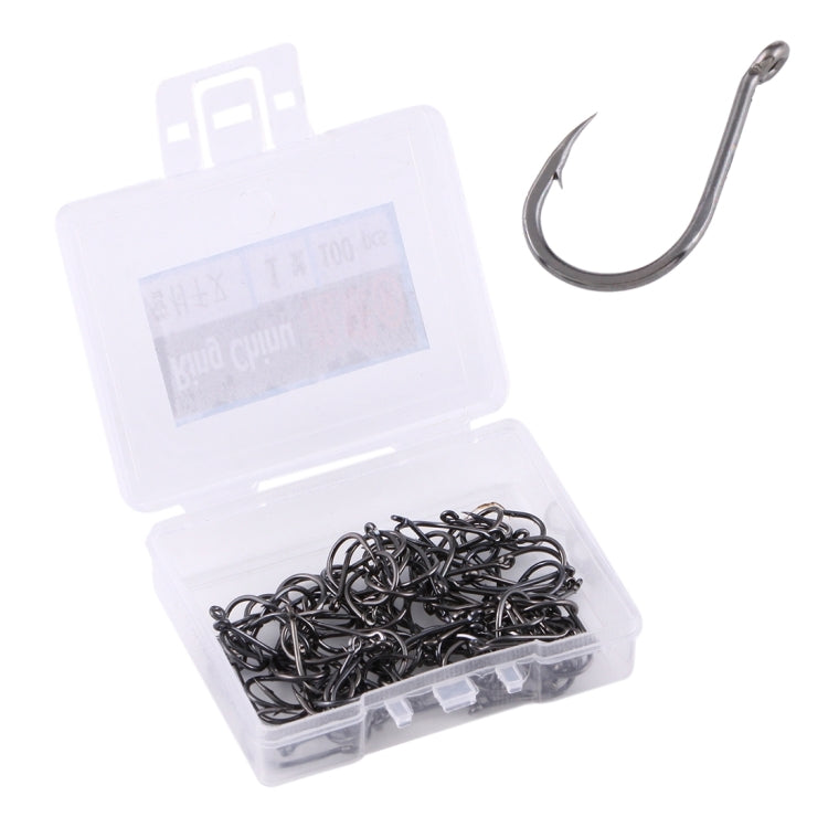 1# 100 PCS (Single Box) Carbon Steel Fish Barbed Hook Fishing Hooks with Hole