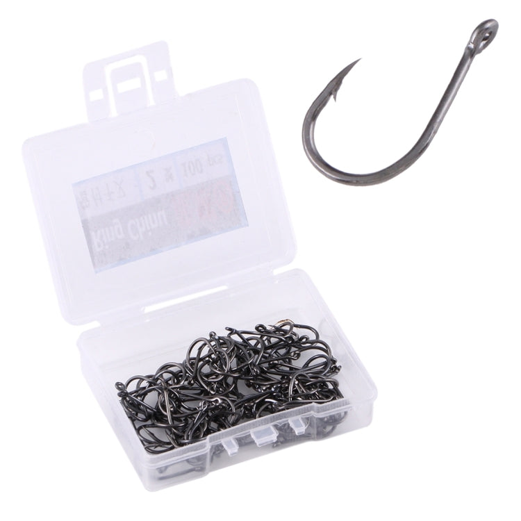 2# 100 PCS (Single Box) Carbon Steel Fish Barbed Hook Fishing Hooks with Hole