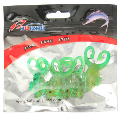 Frog Model Baited Fish Hook (5 pcs in One Packing, the Price is For 5 pcs)(Green)