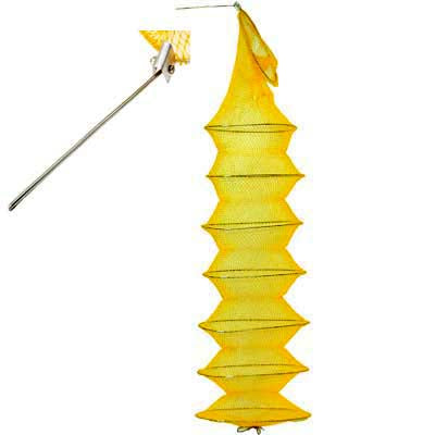 1.4m Fish Net Cage 7 Layers Collapsible Fish Care Net Small Mesh Folding Fishing Network(Yellow)