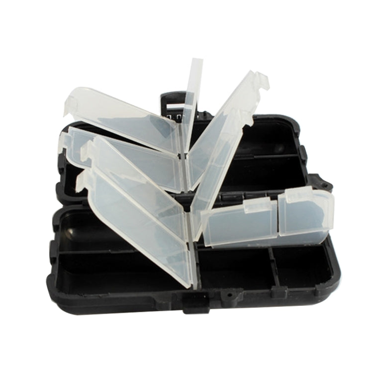 Convenient Portable 9-Compartment Folding Tackle Box Case with Neck Strap for Fishing(Black)