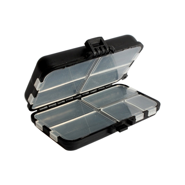 Convenient Portable 9-Compartment Folding Tackle Box Case with Neck Strap for Fishing(Black)