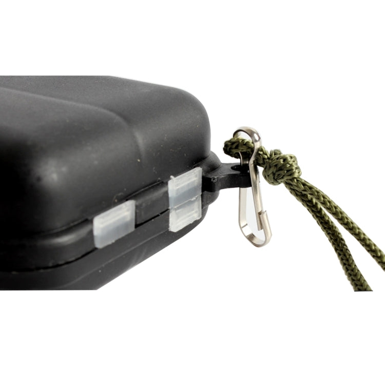 Convenient Portable 9-Compartment Folding Tackle Box Case with Neck Strap for Fishing(Black)