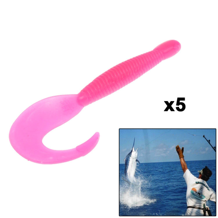 Curling Tail Grub Style Soft Plastic Fishing Baits, 5pcs in one packaging, the price is for 5pcs (Random Color Delivery)