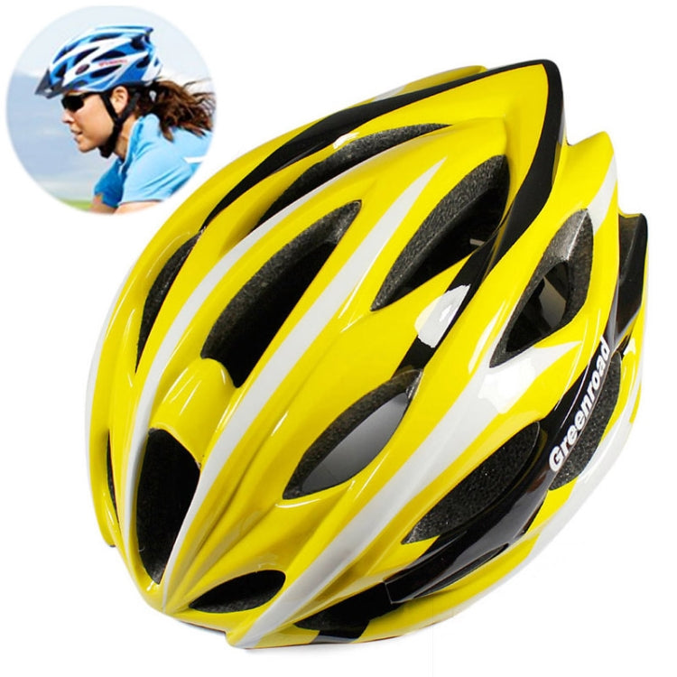 MTB / Greenroad Road Outdoor Bike Bicycle Cycling Helmet + Visor, LW-208 (Yellow + Black + White)
