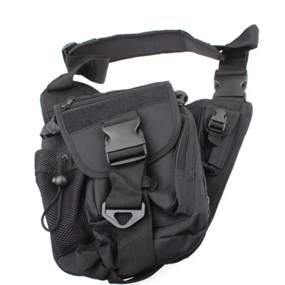 Nylon 9 Pouches Versatile Shoulder Bag with Hook and Loop Fastener(Black)