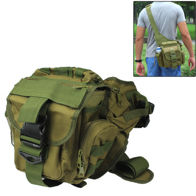 Waterproof Non-Fading Canvas Saddle Bag with Side Pouches for Outdoor Activities(Army Green)