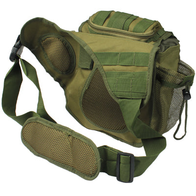 Waterproof Non-Fading Canvas Saddle Bag with Side Pouches for Outdoor Activities(Army Green)