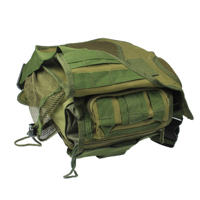 Waterproof Non-Fading Canvas Saddle Bag with Side Pouches for Outdoor Activities(Army Green)