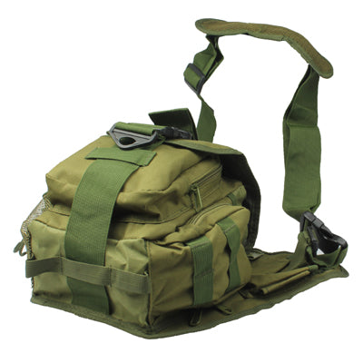 Waterproof Non-Fading Canvas Saddle Bag with Side Pouches for Outdoor Activities(Army Green)
