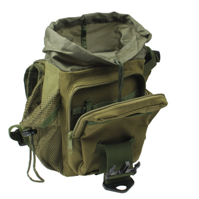 Waterproof Non-Fading Canvas Saddle Bag with Side Pouches for Outdoor Activities(Army Green)