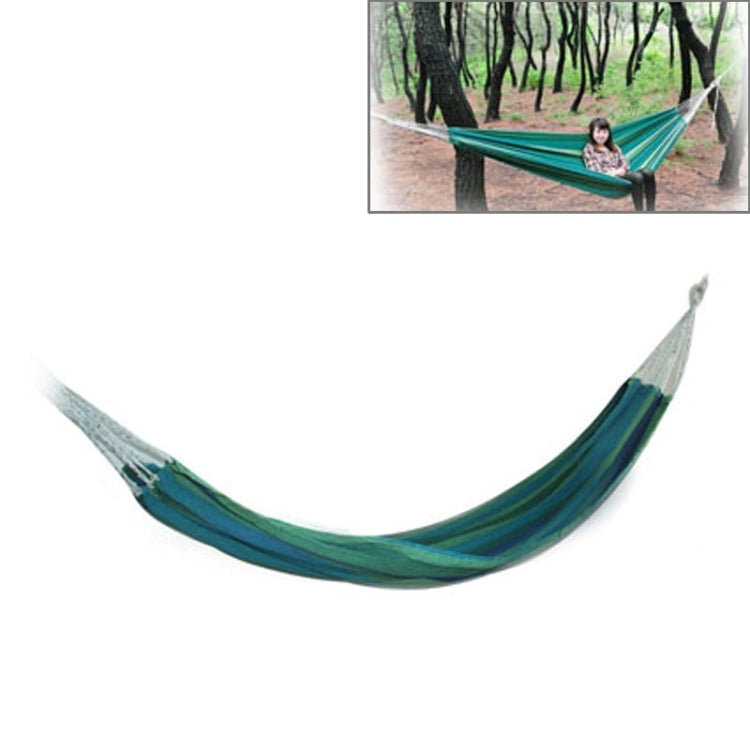 190cm Travel Outdoor Camping Leisure Striped Thick Canvas Hammock Single Person(Green)