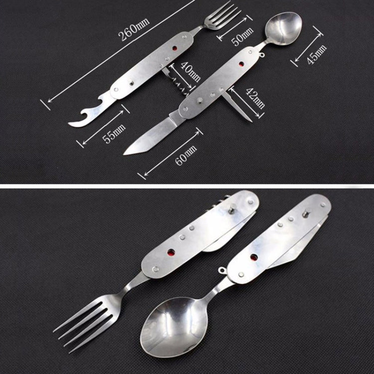 6-in-1 Stainless Steel Travel / Camping Folding Cutlery Set, Spoon + Fork + Knife +  Bottle Opener Set(Yellow)