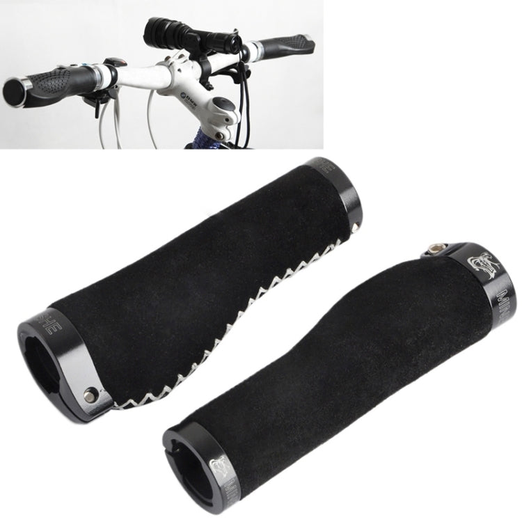 Bicycle MTB Bike Lock-on Comfort Leather Handlebar Hand-Stitched Grips