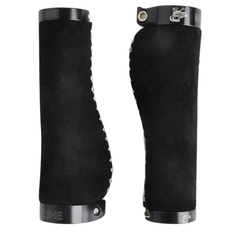 Bicycle MTB Bike Lock-on Comfort Leather Handlebar Hand-Stitched Grips