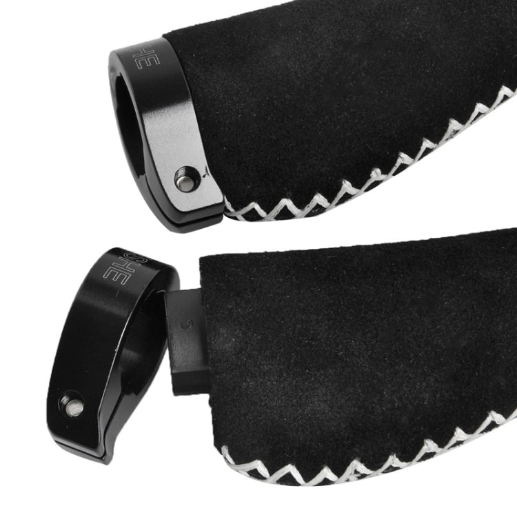 Bicycle MTB Bike Lock-on Comfort Leather Handlebar Hand-Stitched Grips