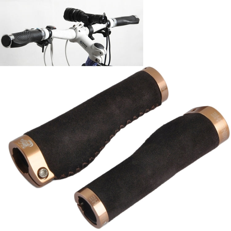 Bicycle MTB Bike Lock-on Comfort Leather Handlebar Hand-Stitched Grips