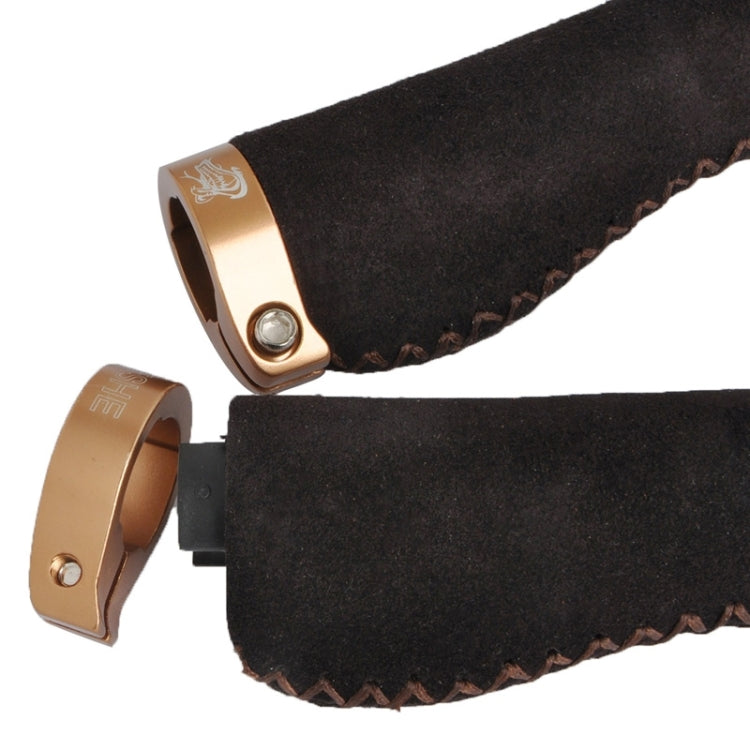 Bicycle MTB Bike Lock-on Comfort Leather Handlebar Hand-Stitched Grips