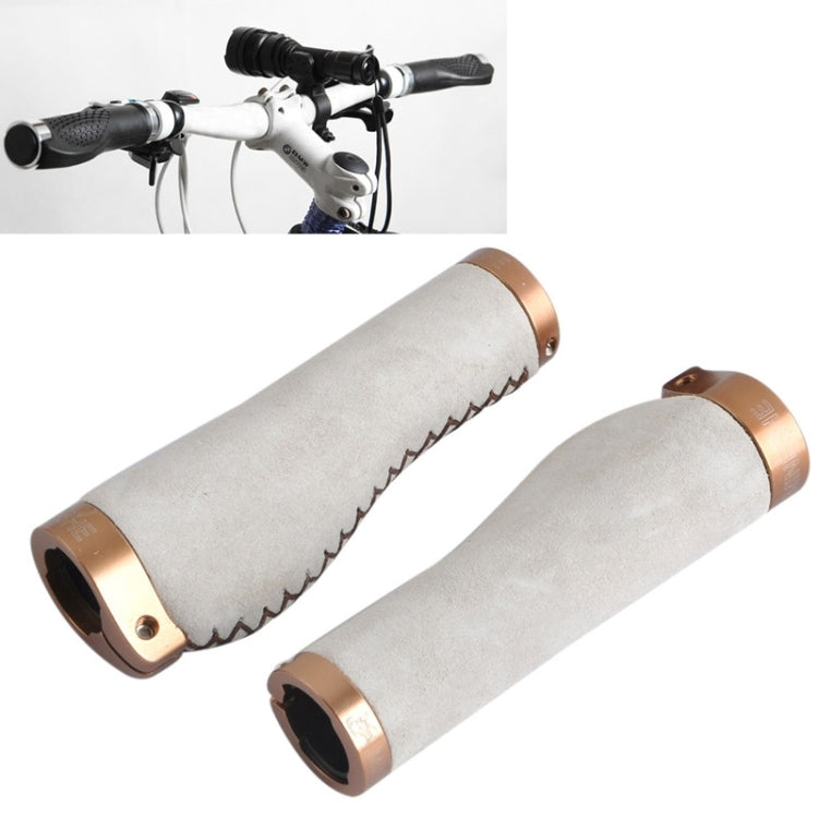 Bicycle MTB Bike Lock-on Comfort Leather Handlebar Hand-Stitched Grips