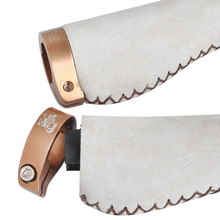 Bicycle MTB Bike Lock-on Comfort Leather Handlebar Hand-Stitched Grips