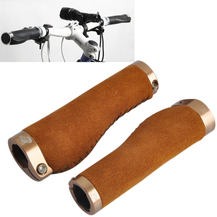 Bicycle MTB Bike Lock-on Comfort Leather Handlebar Hand-Stitched Grips