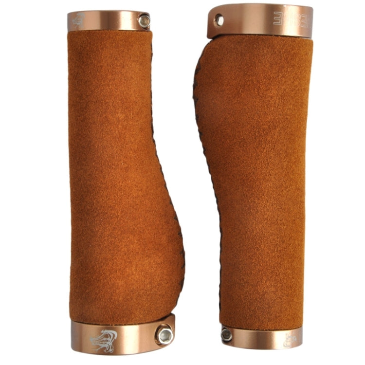 Bicycle MTB Bike Lock-on Comfort Leather Handlebar Hand-Stitched Grips