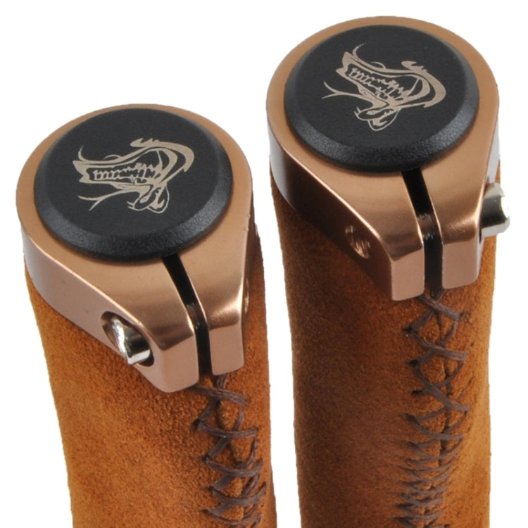 Bicycle MTB Bike Lock-on Comfort Leather Handlebar Hand-Stitched Grips