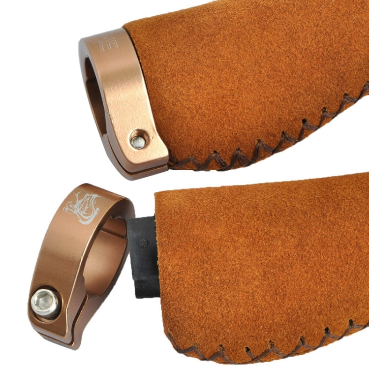 Bicycle MTB Bike Lock-on Comfort Leather Handlebar Hand-Stitched Grips