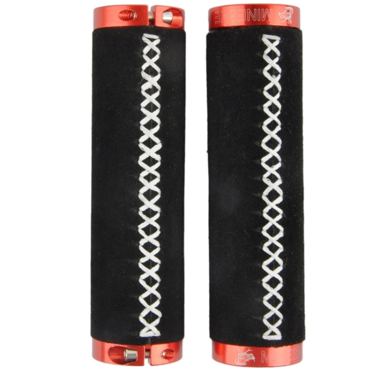 2 PCS Bicycle MTB Bike Lock-on Comfort Anti-fur Leather Handlebar Hand-Stitched Grips