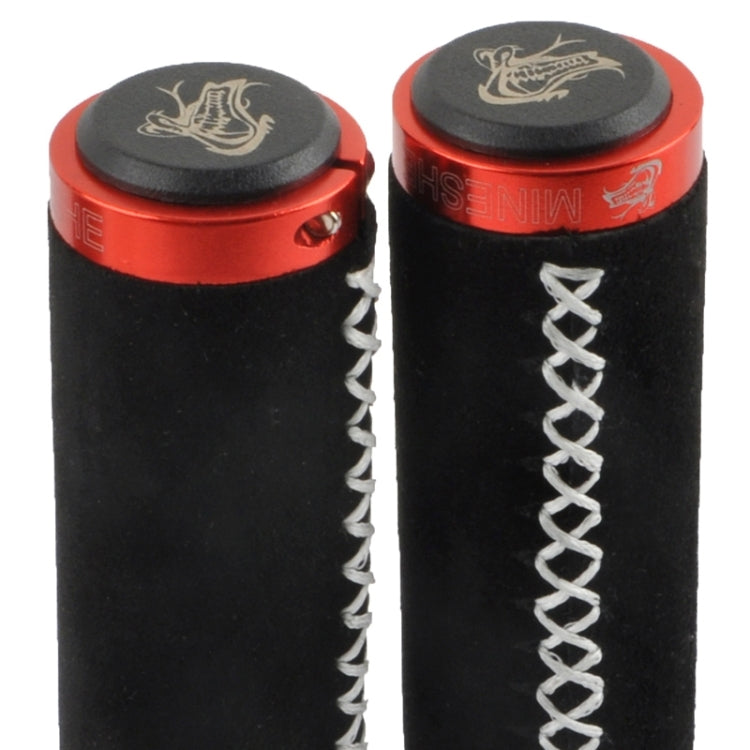 2 PCS Bicycle MTB Bike Lock-on Comfort Anti-fur Leather Handlebar Hand-Stitched Grips