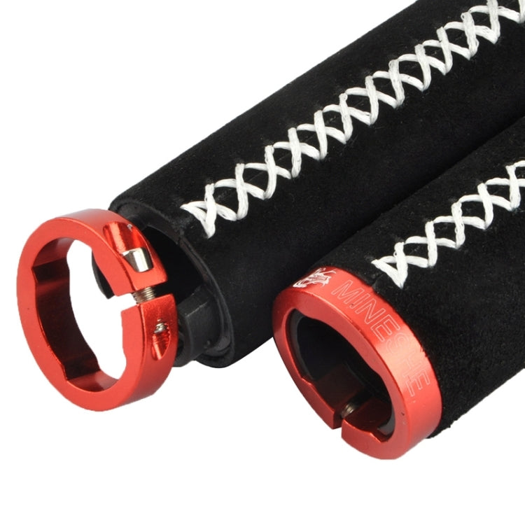2 PCS Bicycle MTB Bike Lock-on Comfort Anti-fur Leather Handlebar Hand-Stitched Grips
