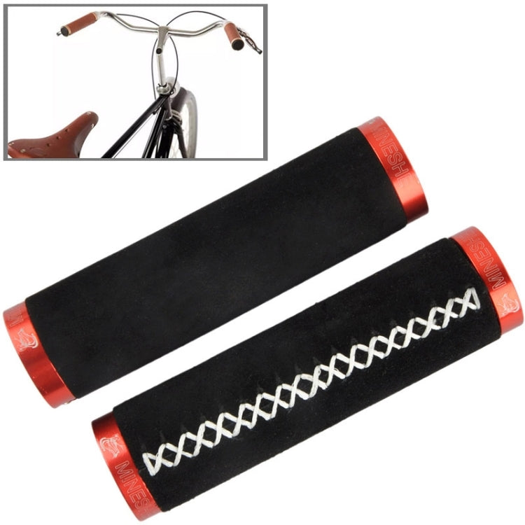 2 PCS Bicycle MTB Bike Lock-on Comfort Anti-fur Leather Handlebar Hand-Stitched Grips