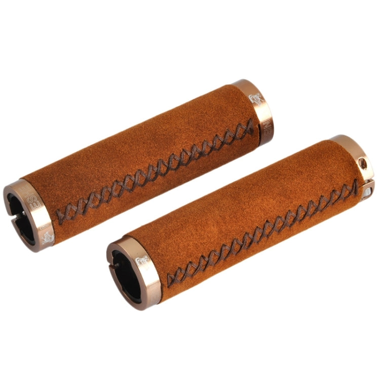 2 PCS Bicycle MTB Bike Lock-on Comfort Anti-fur Leather Handlebar Hand-Stitched Grips