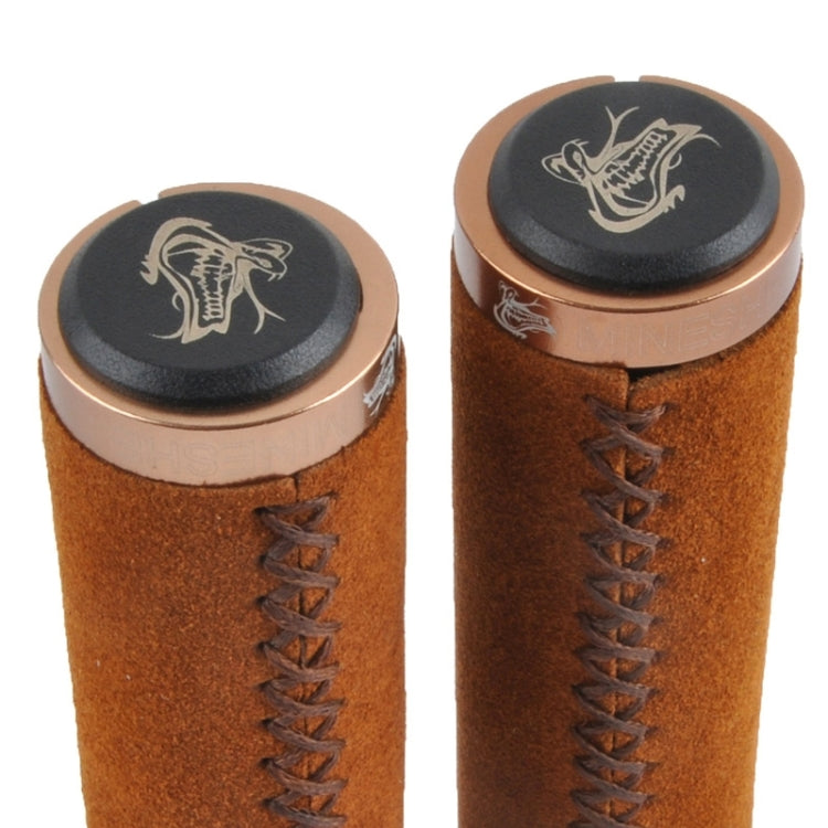 2 PCS Bicycle MTB Bike Lock-on Comfort Anti-fur Leather Handlebar Hand-Stitched Grips