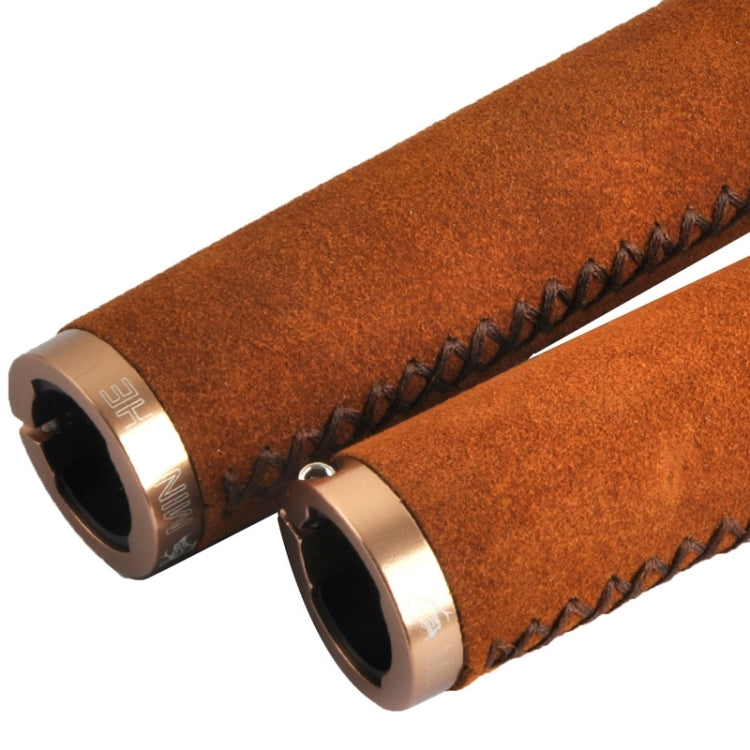 2 PCS Bicycle MTB Bike Lock-on Comfort Anti-fur Leather Handlebar Hand-Stitched Grips