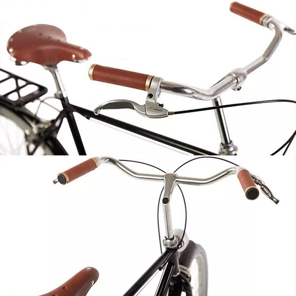 2 PCS Bicycle MTB Bike Lock-on Comfort Anti-fur Leather Handlebar Hand-Stitched Grips