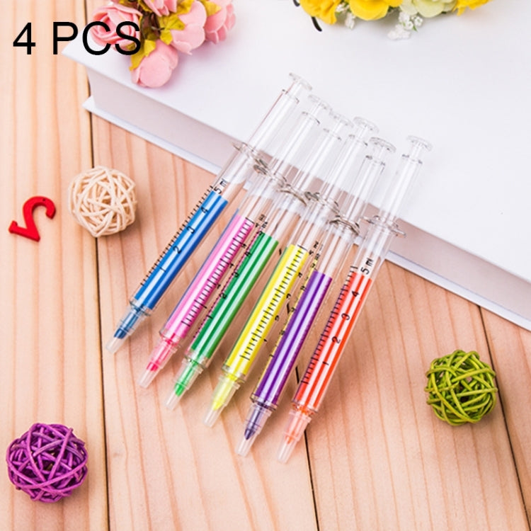 4 PCS Creative Needle Tubing Style Candy Color Fluorescent Marker Pen Watercolor Pen Marker Pen (Random Color Delivery)