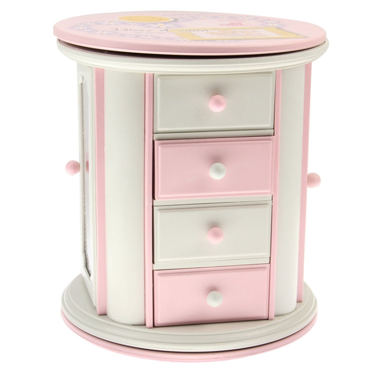 Jewelry Box Case Casket with Mirror & Built-in Music Novelty Gift (No.151B)(Pink)